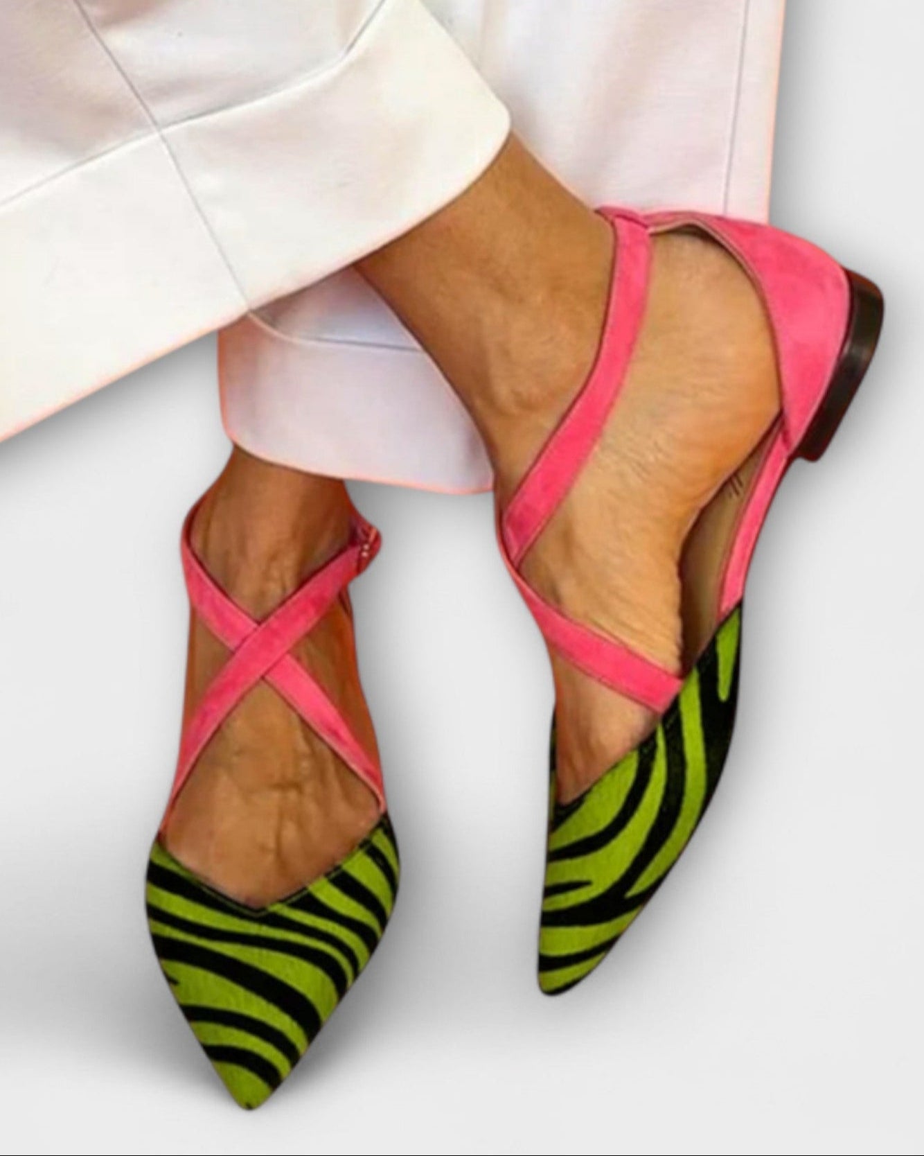 Véra | Ballerines à Brides Croisées et Style Zèbre