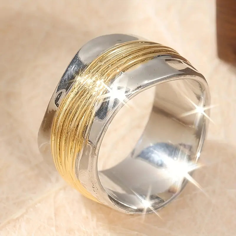 Bague bicolore argent et or