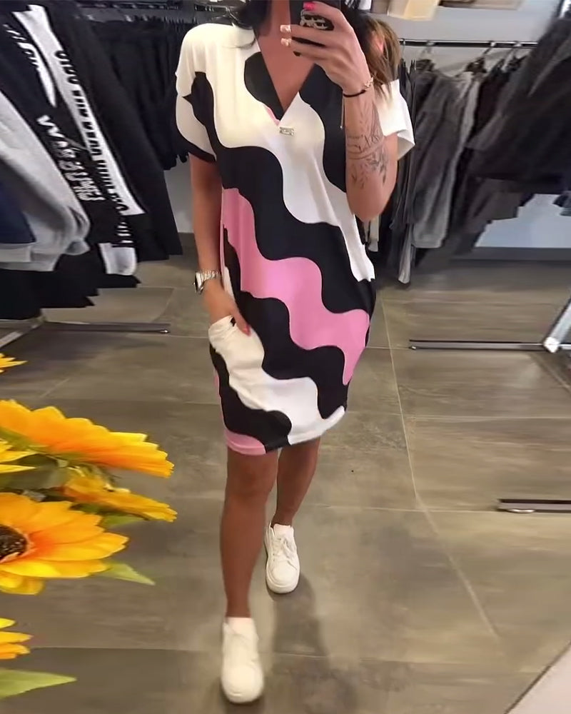 Maëlys | Robe midi imprimée à col en V avec poches