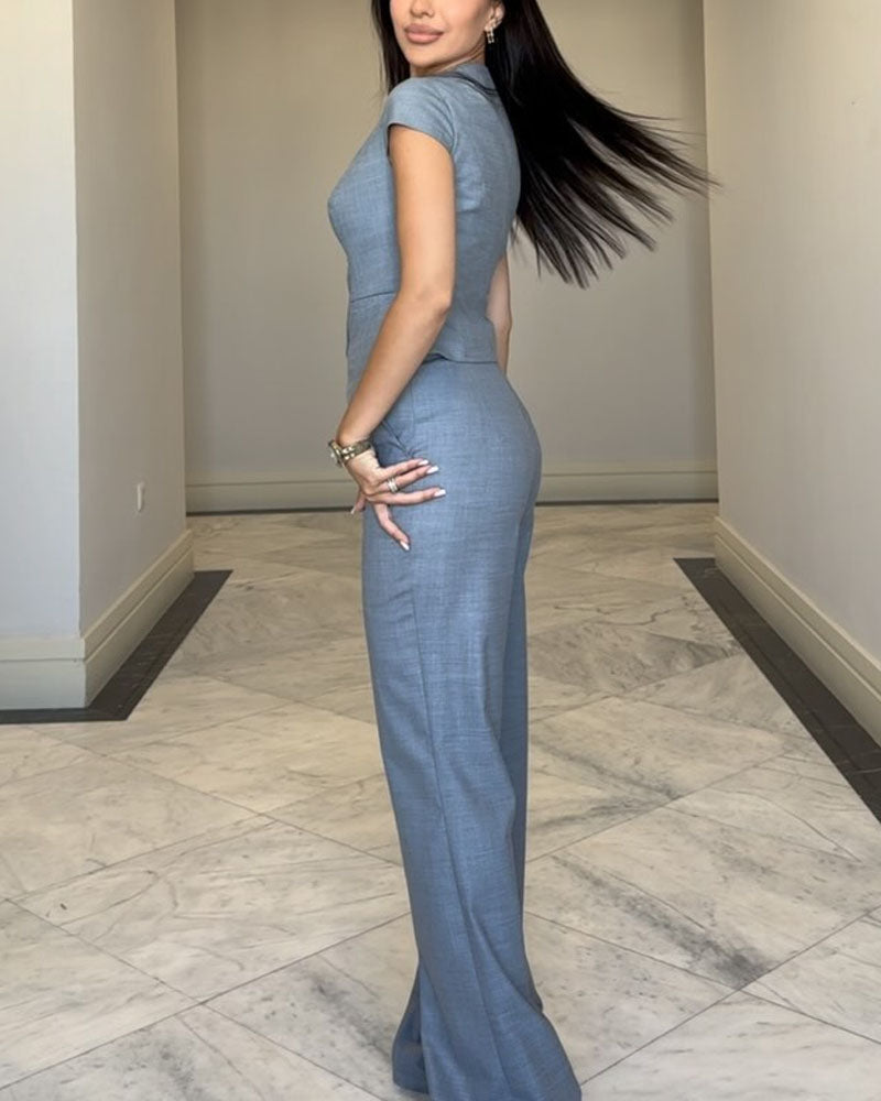 Léonie | Haut à col en V et pantalon assorti