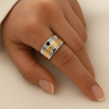 Bague bicolore argent et or