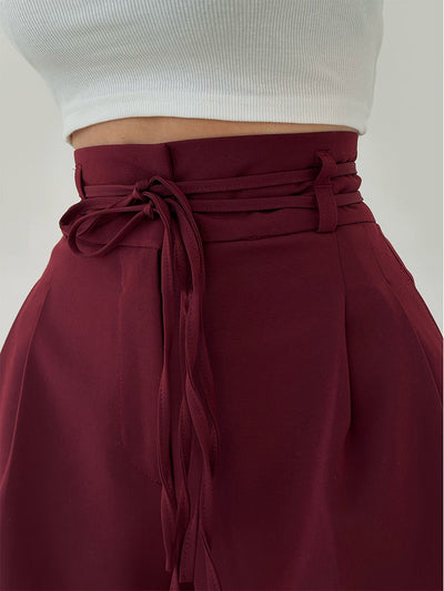Chantal | Pantalon palazzo taille haute avec ceinture nouée