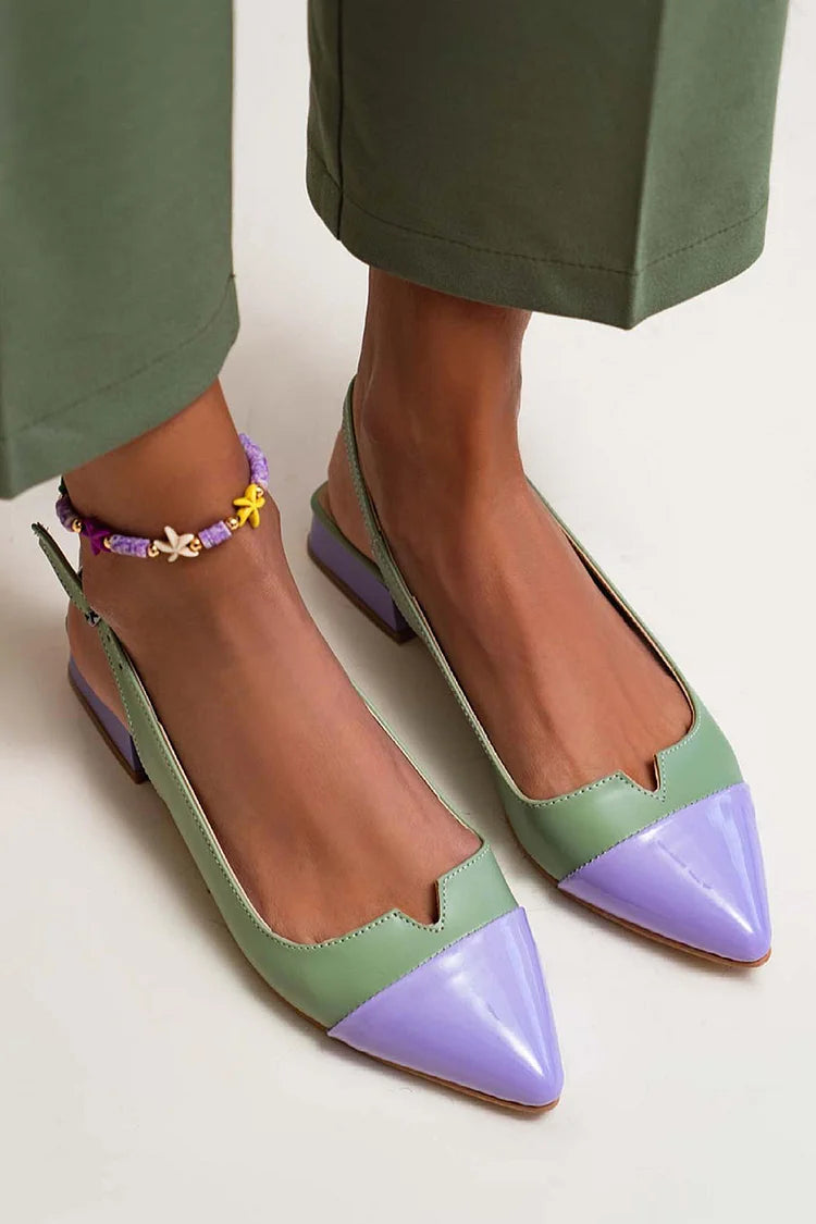Stéphanie | Ballerines Bicolores avec Bride au Talon