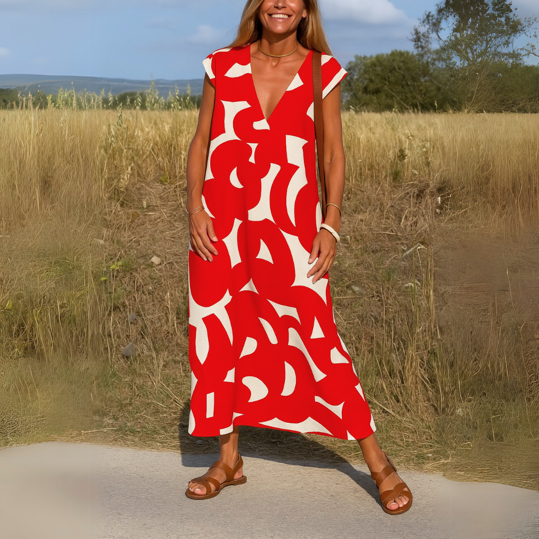 Geneviève | Robe longue fluide à col en V
