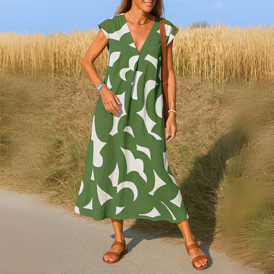 Geneviève | Robe longue fluide à col en V