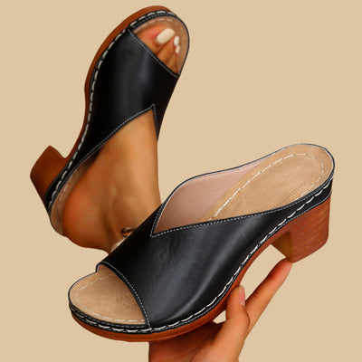 Ophélie | Sandales à talon épais effet bois