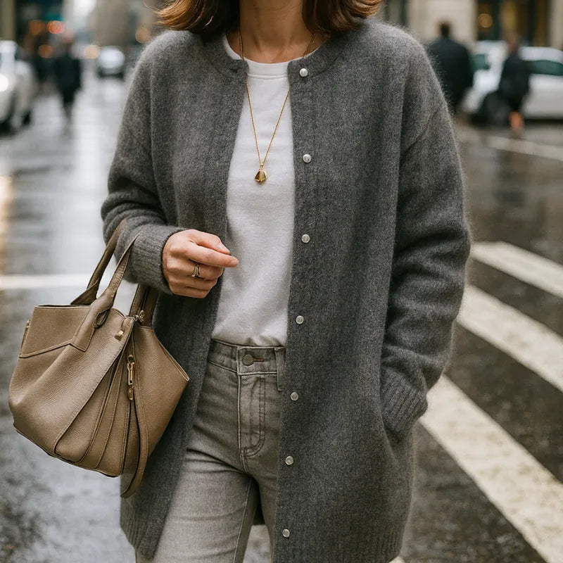 Louise | Cardigan long en tissu doux