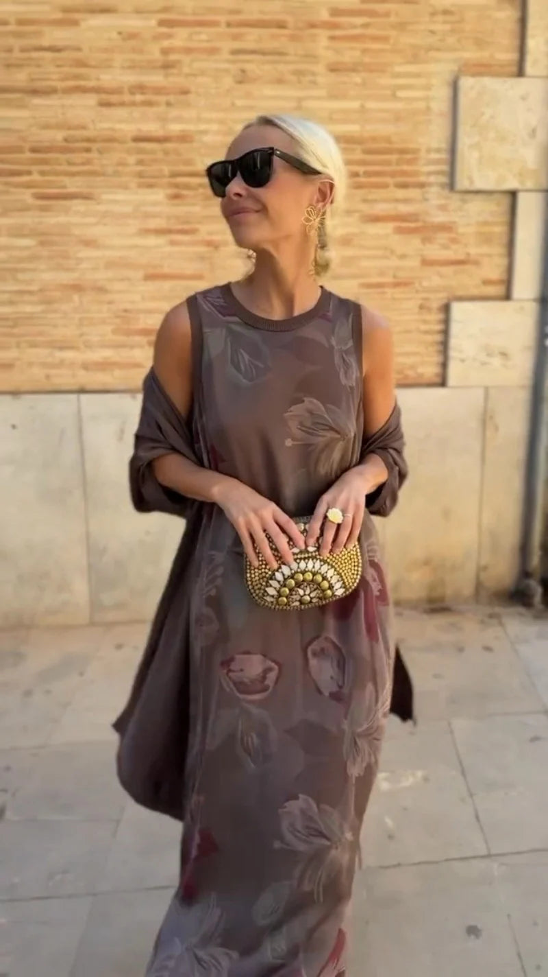 Gaëlle | Robe maxi avec châle assorti