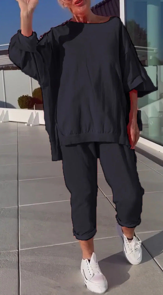 Sabine | Tenue détente avec pull et pantalon raccourci