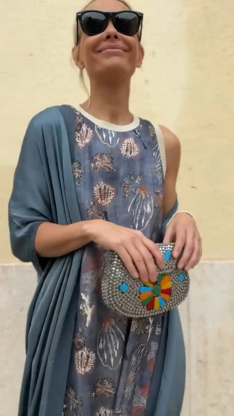 Gaëlle | Robe maxi avec châle assorti