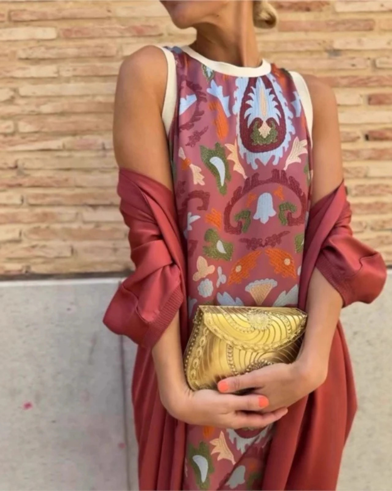 Gaëlle | Robe maxi avec châle assorti