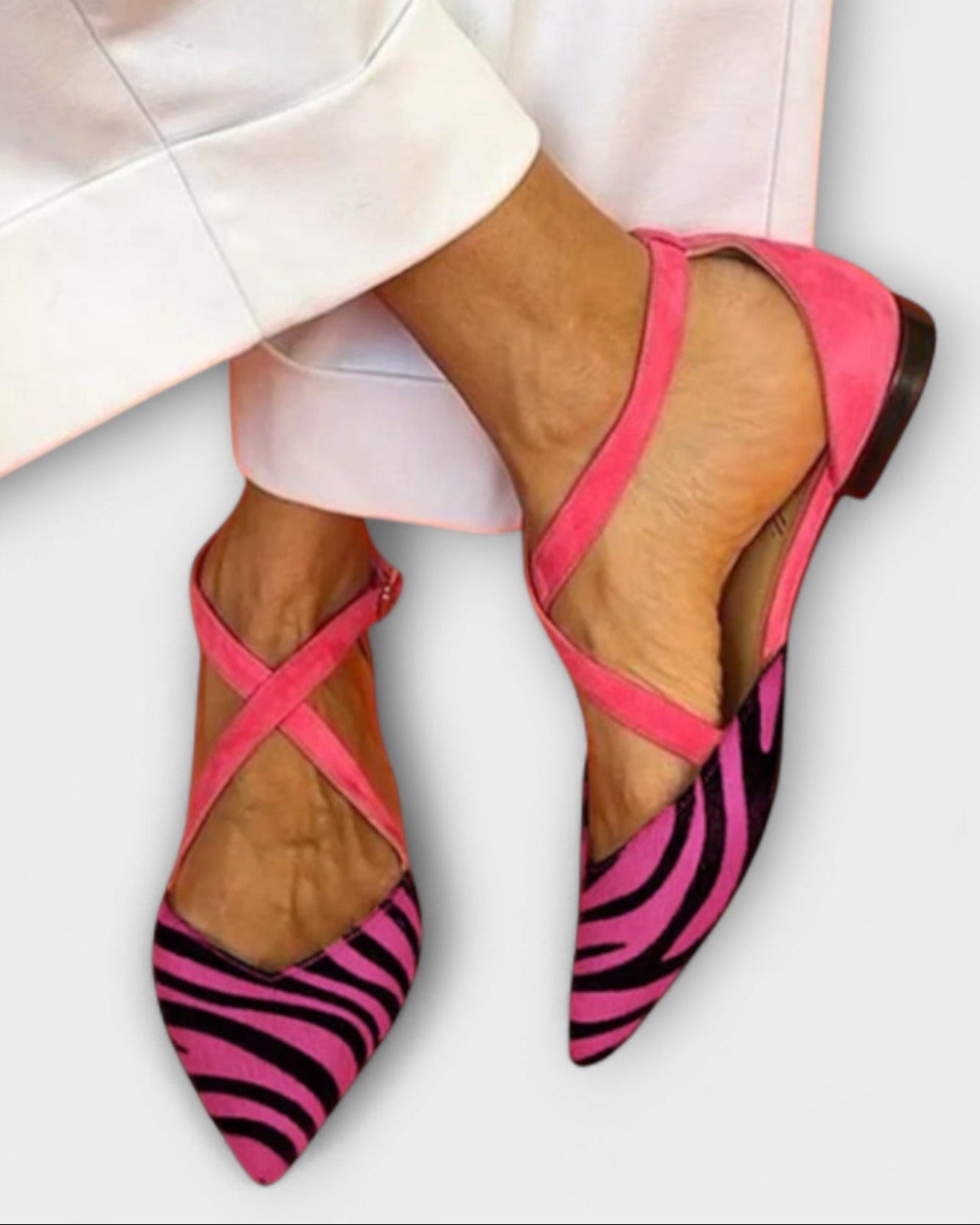Véra | Ballerines à Brides Croisées et Style Zèbre