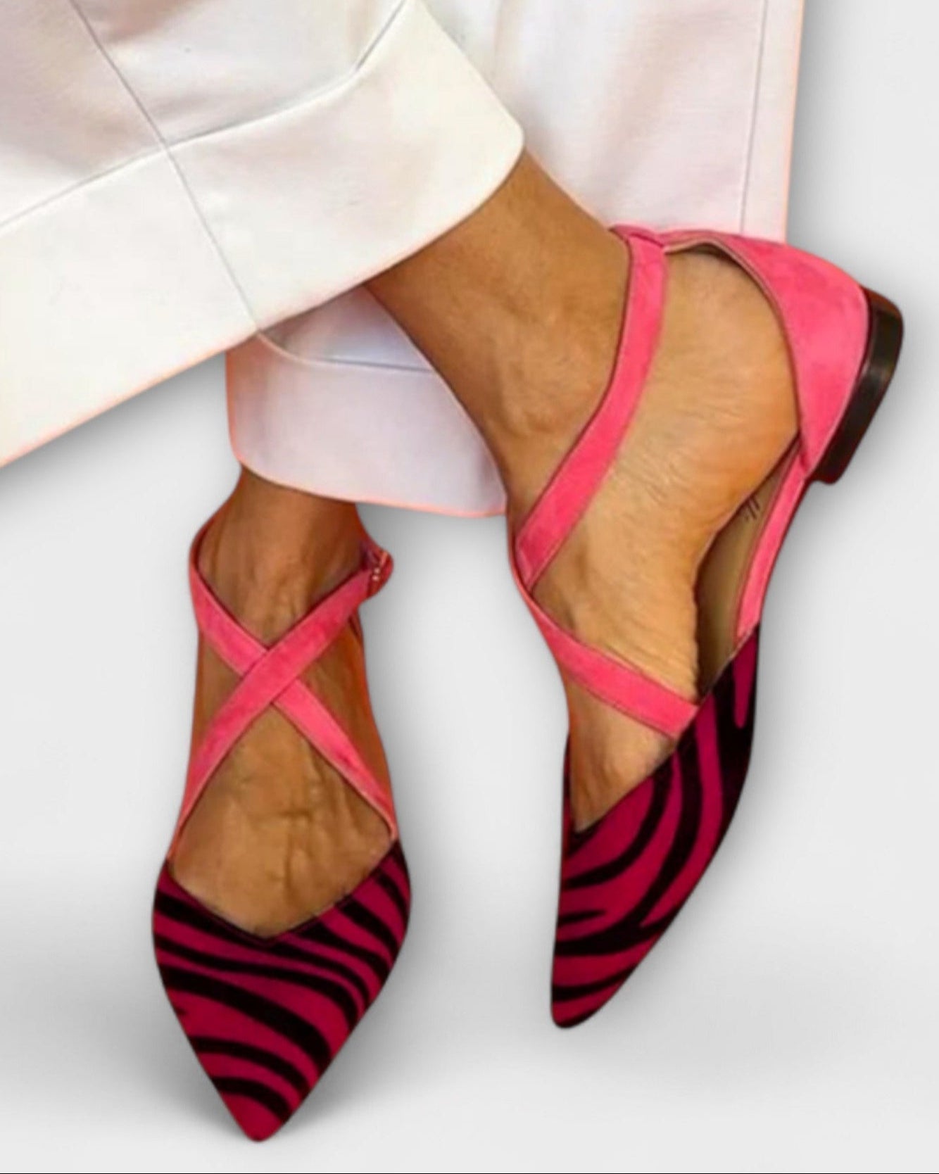 Véra | Ballerines à Brides Croisées et Style Zèbre