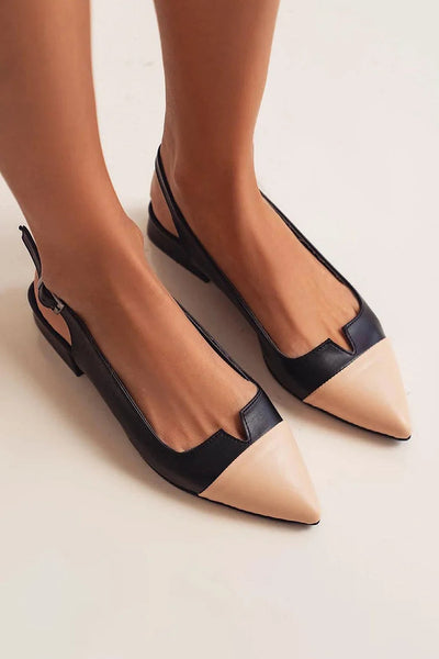 Stéphanie | Ballerines Bicolores avec Bride au Talon
