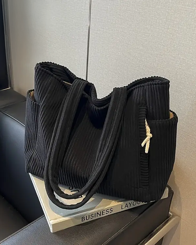 Noélie | Sac cabas côtelé à cordon tendance