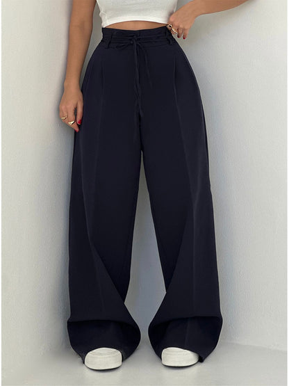 Chantal | Pantalon palazzo taille haute avec ceinture nouée