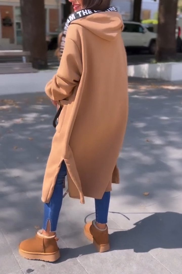 Roxane | Long Sweat à Capuche Urbain avec Lettres Brodées