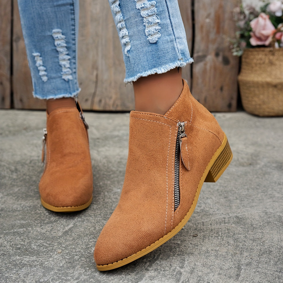 Ivonne | Bottines décontractées avec fermeture éclair latérale
