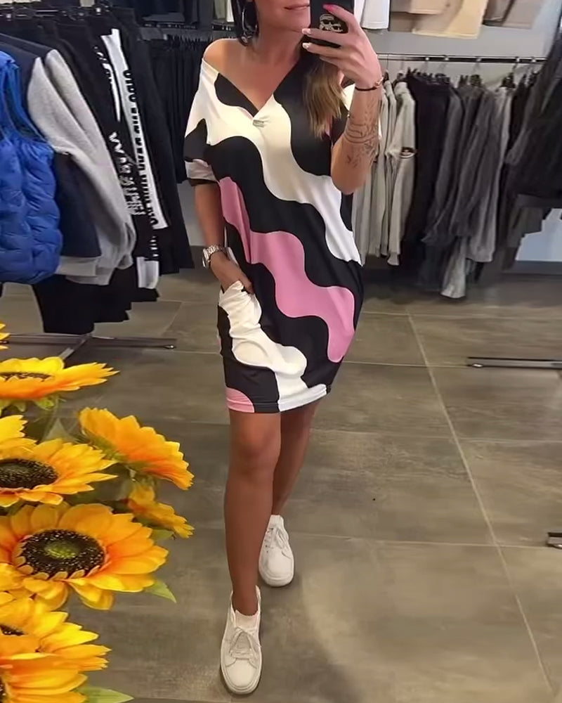 Maëlys | Robe midi imprimée à col en V avec poches