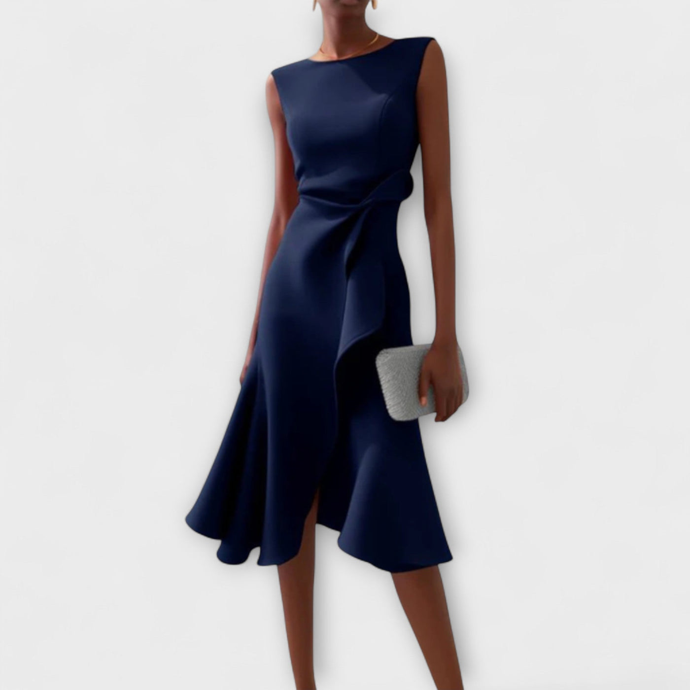 Victoire | Robe midi asymétrique drapée