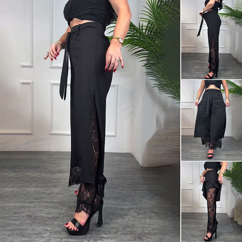 Angélique | Pantalon fluide dentelle chic
