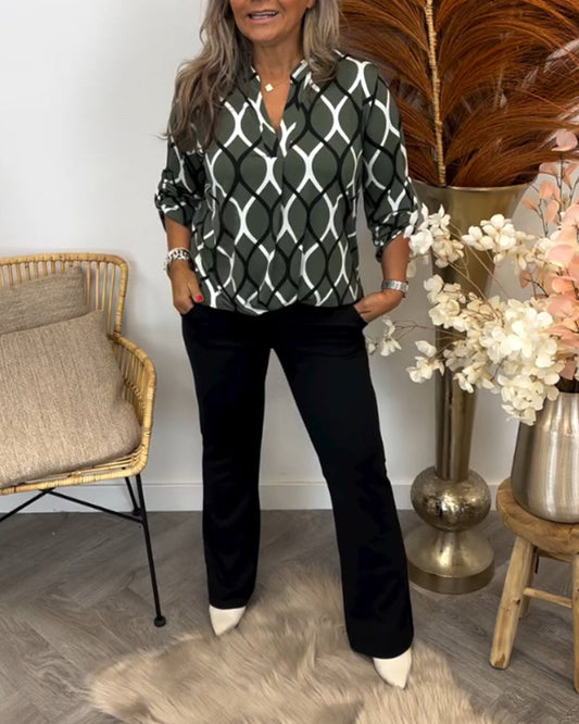 Charlène | Blouse à Coupe Ample et Motif Graphique