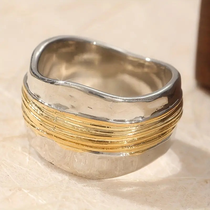 Bague bicolore argent et or