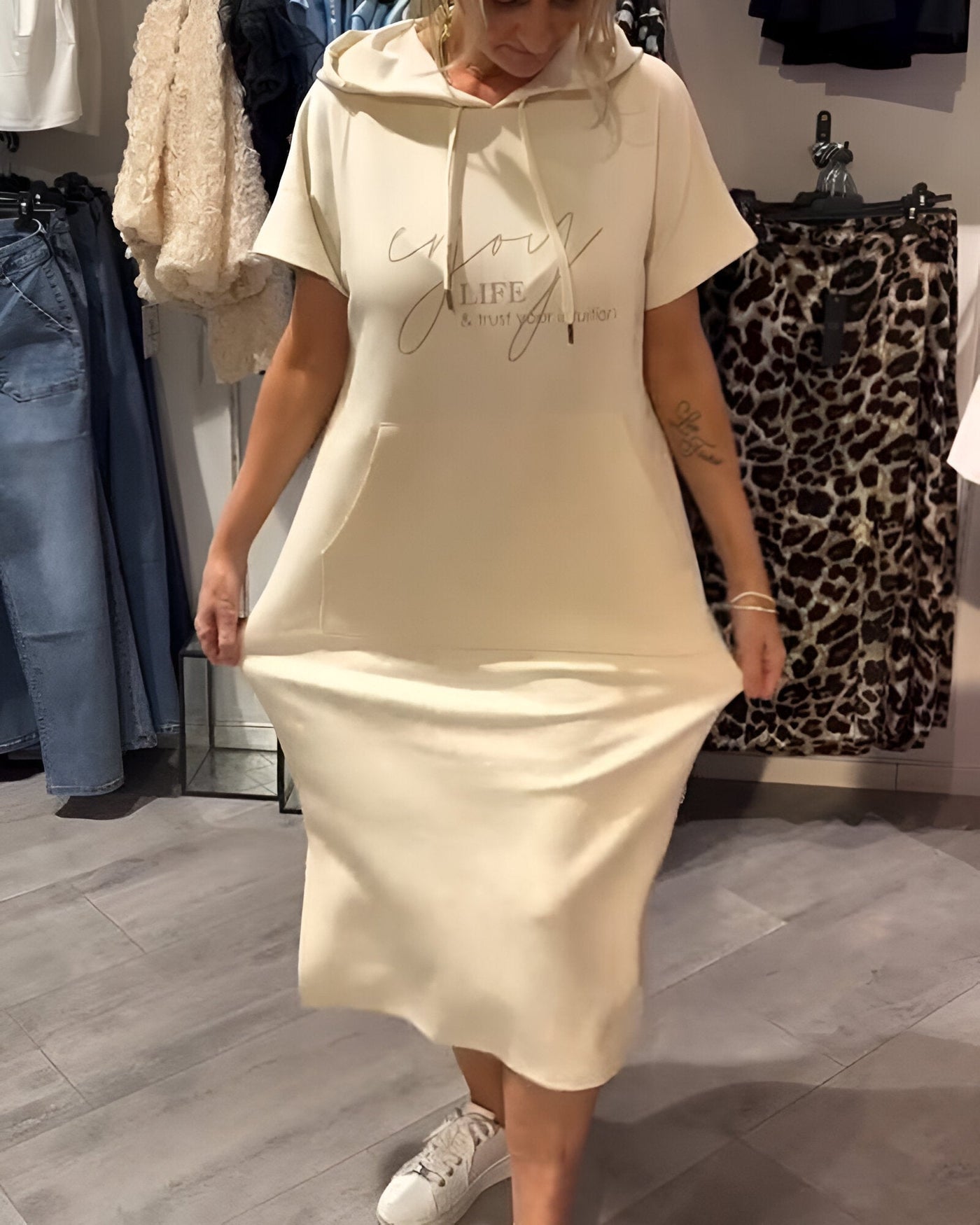 Sandrine | Robe sweat à capuche