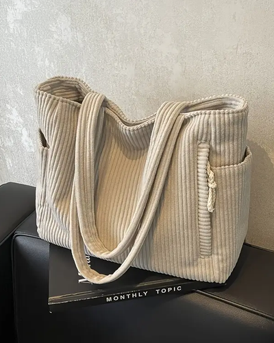 Noélie | Sac cabas côtelé à cordon tendance