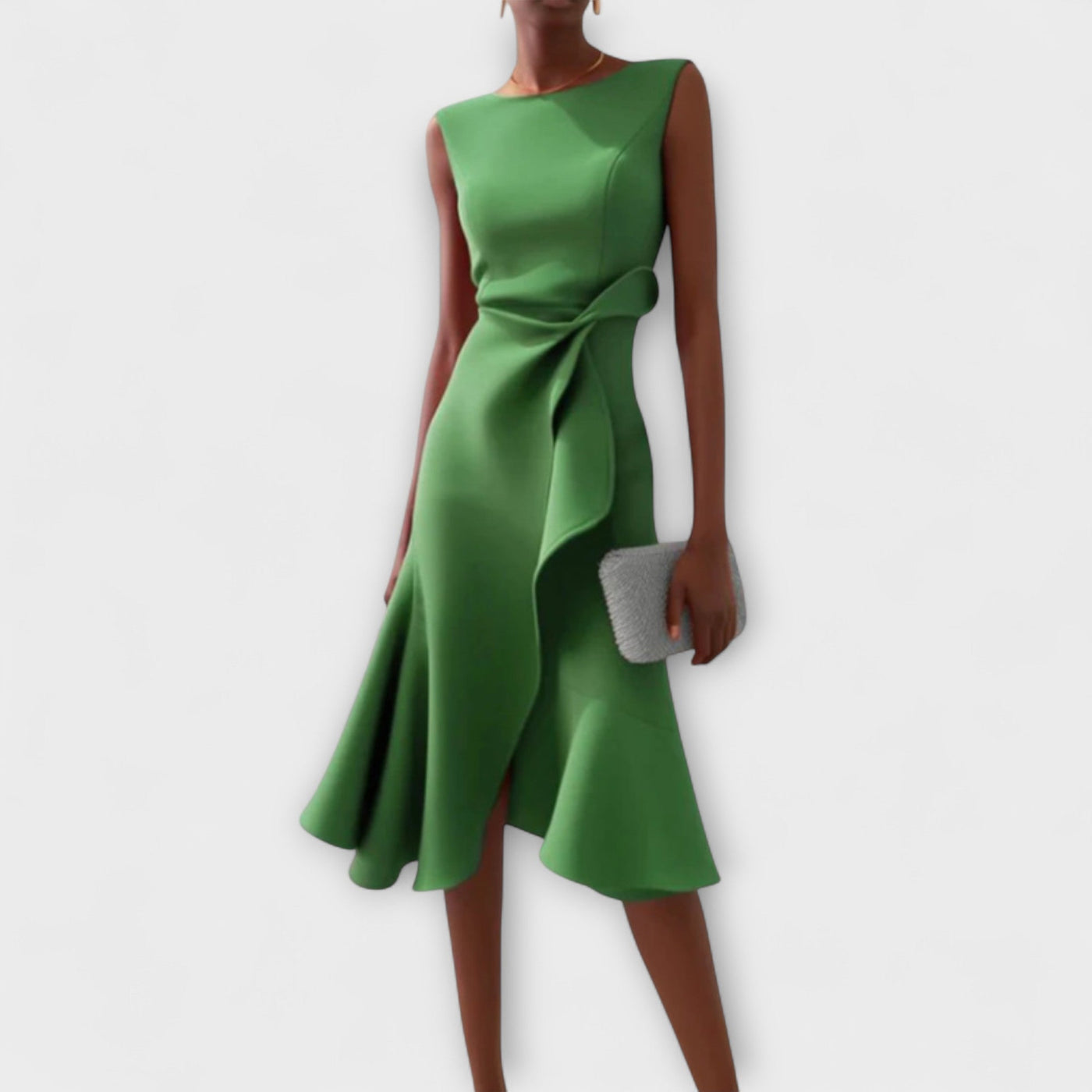 Victoire | Robe midi asymétrique drapée