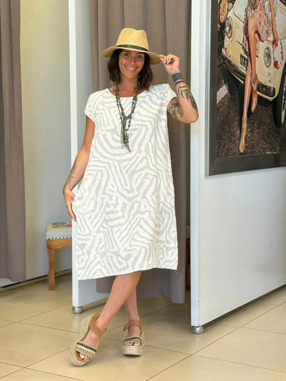Thérèse | Robe midi à motif géométrique