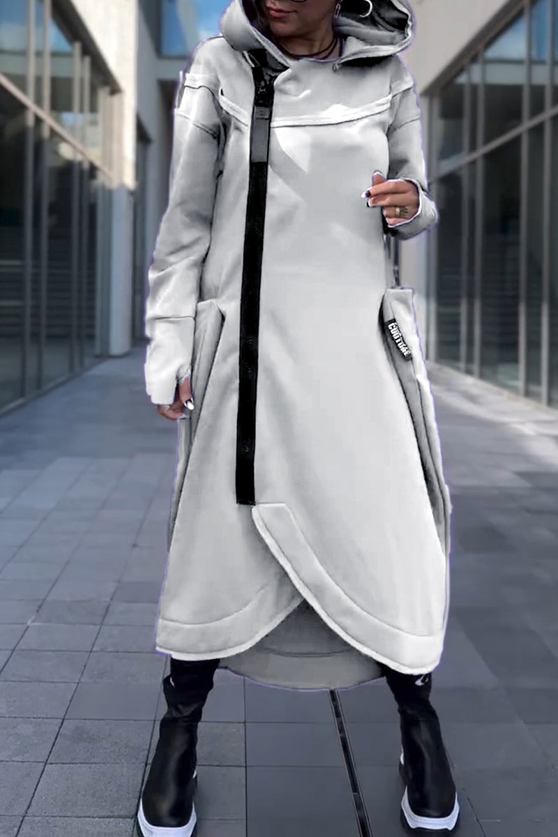 Clémence | Robe Asymétrique à Capuche à Manches Longues