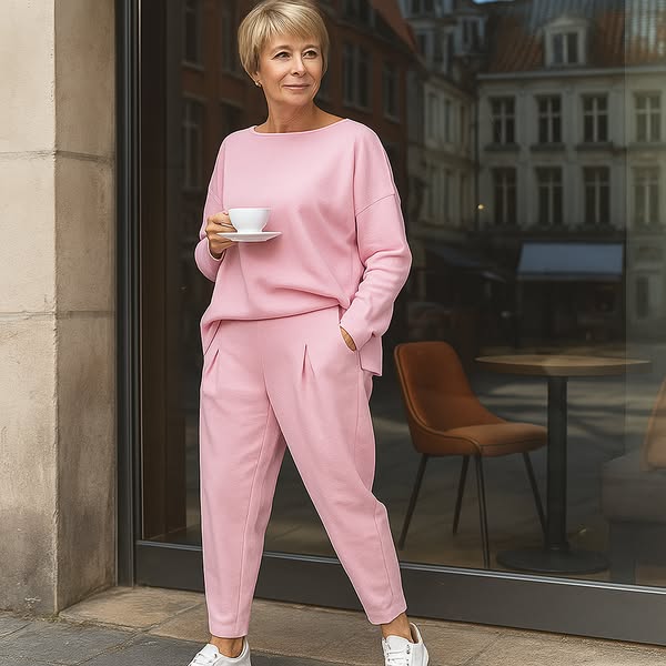 Léa | Ensemble deux-pièces avec haut à manches longues et pantalon ample