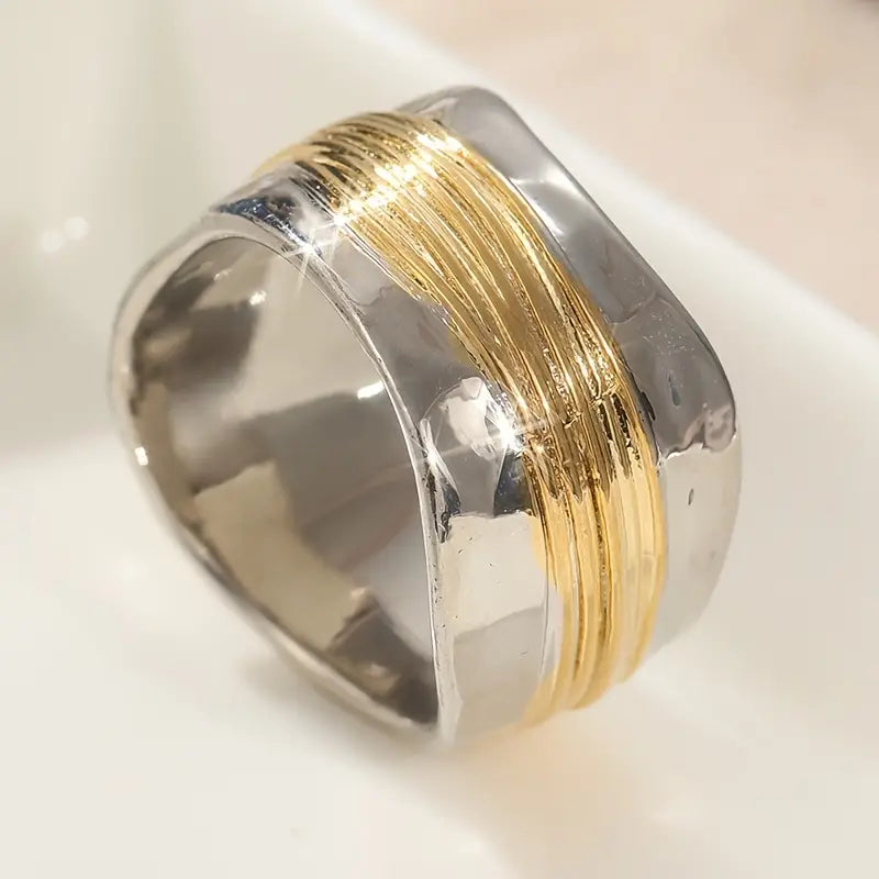 Bague bicolore argent et or