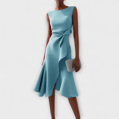 Victoire | Robe midi asymétrique drapée