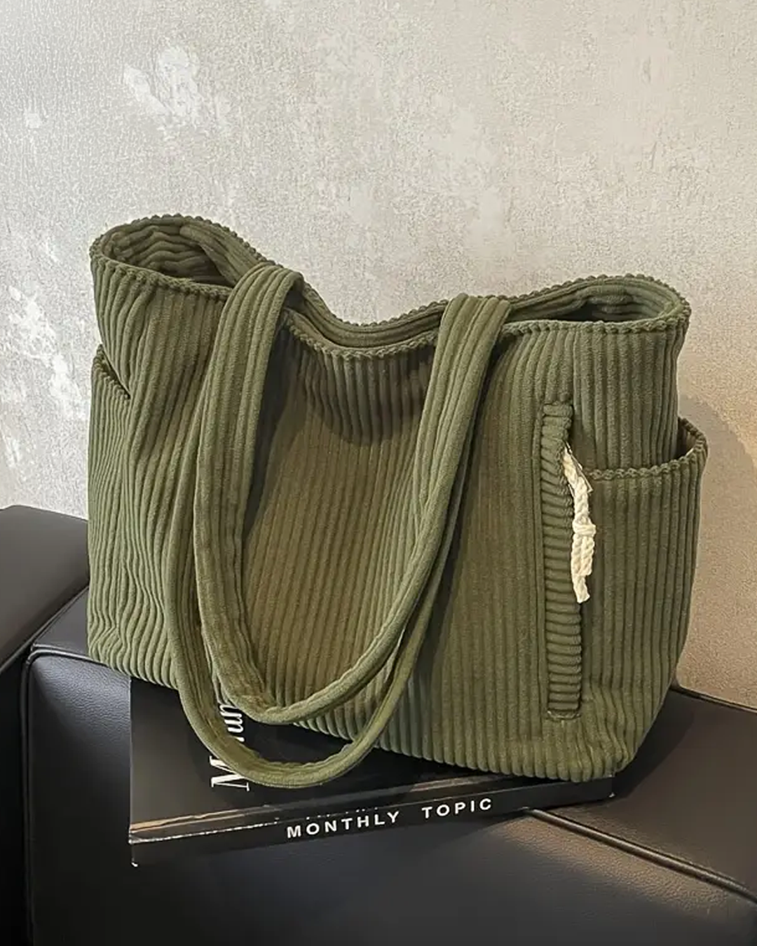 Noélie | Sac cabas côtelé à cordon tendance