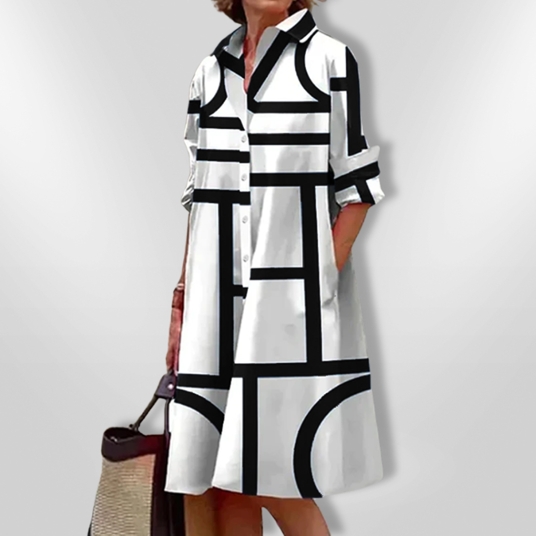 Séverine | Robe chemise fluide imprimé chic