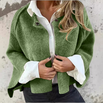 Hélène | Veste Courte Sans Col avec Fermeture Minimaliste