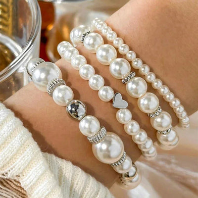 Bracelets perles roses – lot de 4
