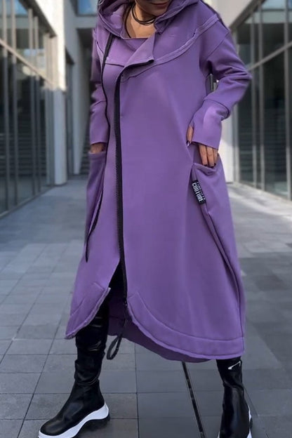 Clémence | Robe Asymétrique à Capuche à Manches Longues