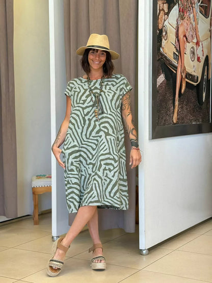 Thérèse | Robe midi à motif géométrique