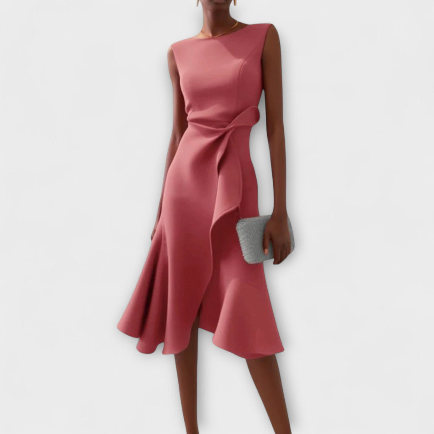 Victoire | Robe midi asymétrique drapée