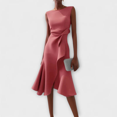 Victoire | Robe midi asymétrique drapée