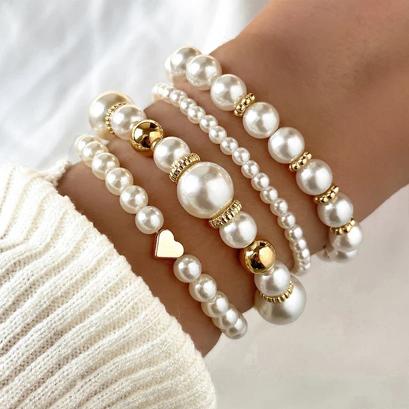 Bracelets perles roses – lot de 4