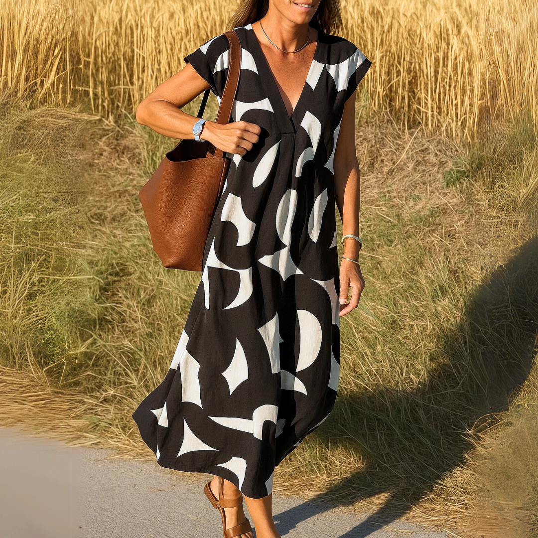 Geneviève | Robe longue fluide à col en V