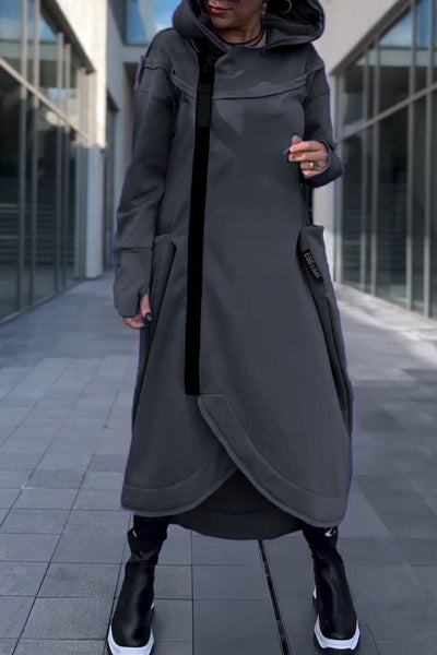 Clémence | Robe Asymétrique à Capuche à Manches Longues