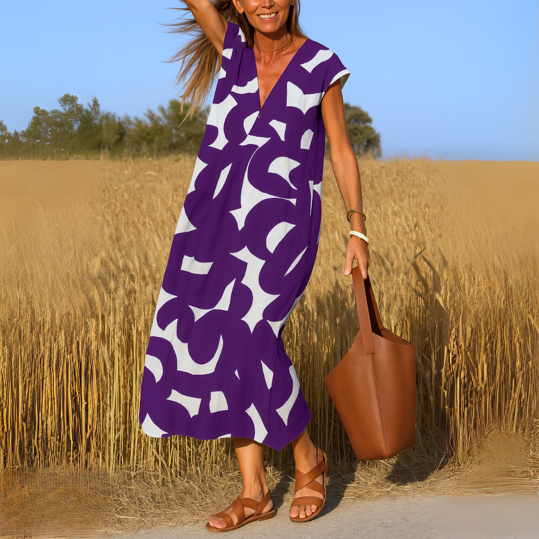 Geneviève | Robe longue fluide à col en V