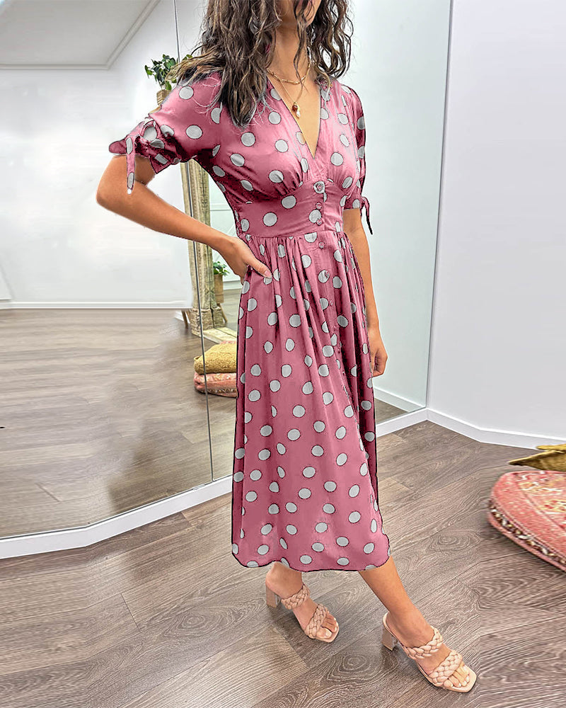 Geneviève | Robe midi classique à pois