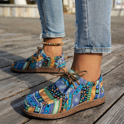 Zoé | Baskets Basses à Lacets avec Motif Ethnique