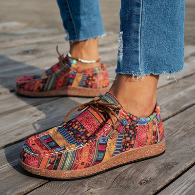 Zoé | Baskets Basses à Lacets avec Motif Ethnique